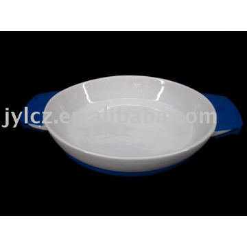 Bakeware Oval com alça de silicone e base